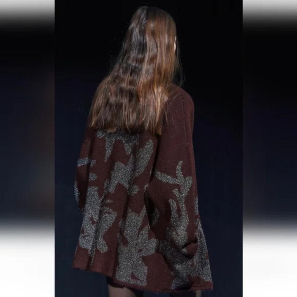 ZARA KNIT COAT WITH METALLIC THREAD - Picture 6 of 9
